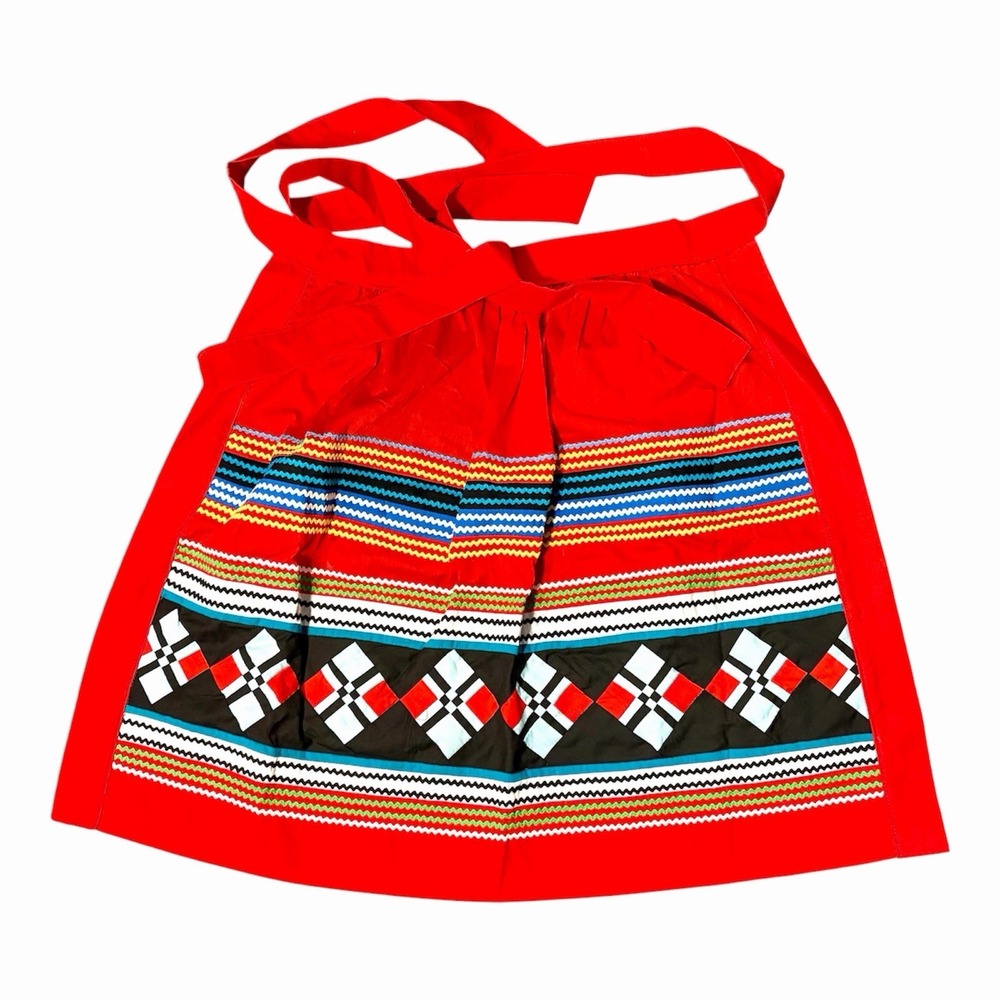 Vintage Seminole Patchwork Half Apron Native American Handmade Red Multicolor